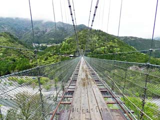 クリックすると「谷瀬吊橋渡橋注意」の案内板(800x650)が表示されます